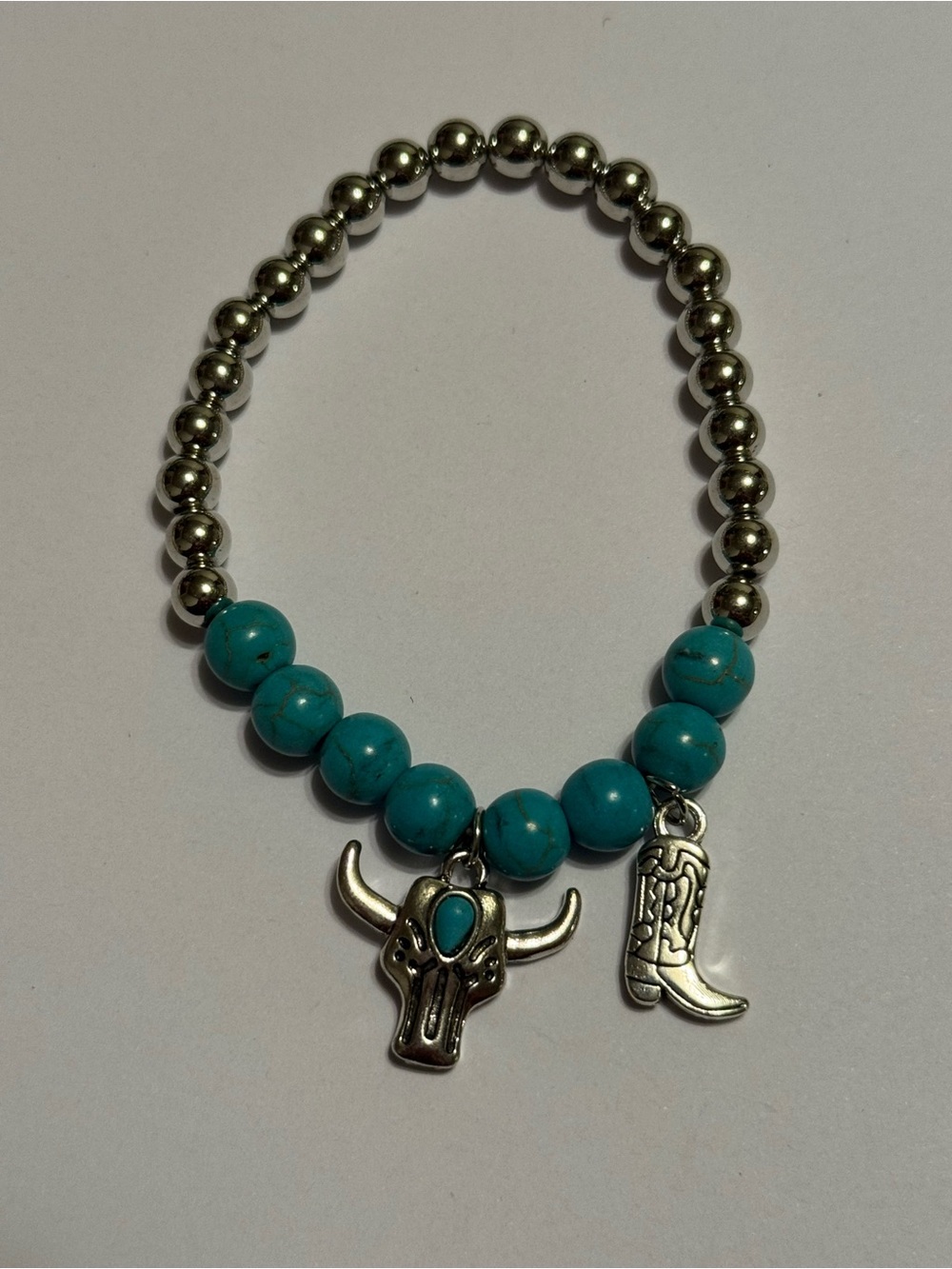 Country Western Boho Cowboy Beaded Stretch Bracelet